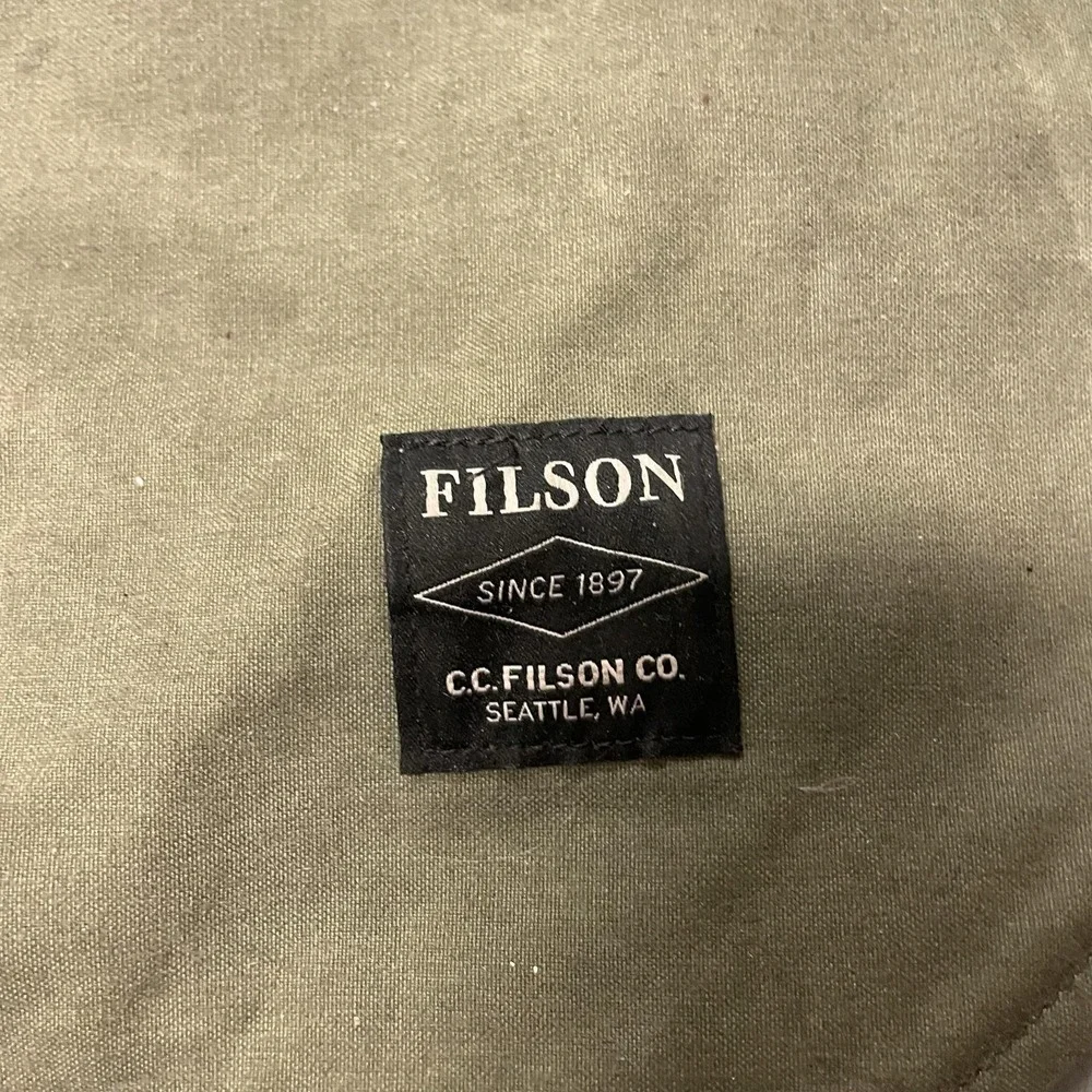 Filson Dog Coat Jacket Green Waxed Canvas Red Plaid Wool Blend Warm Tin Cloth